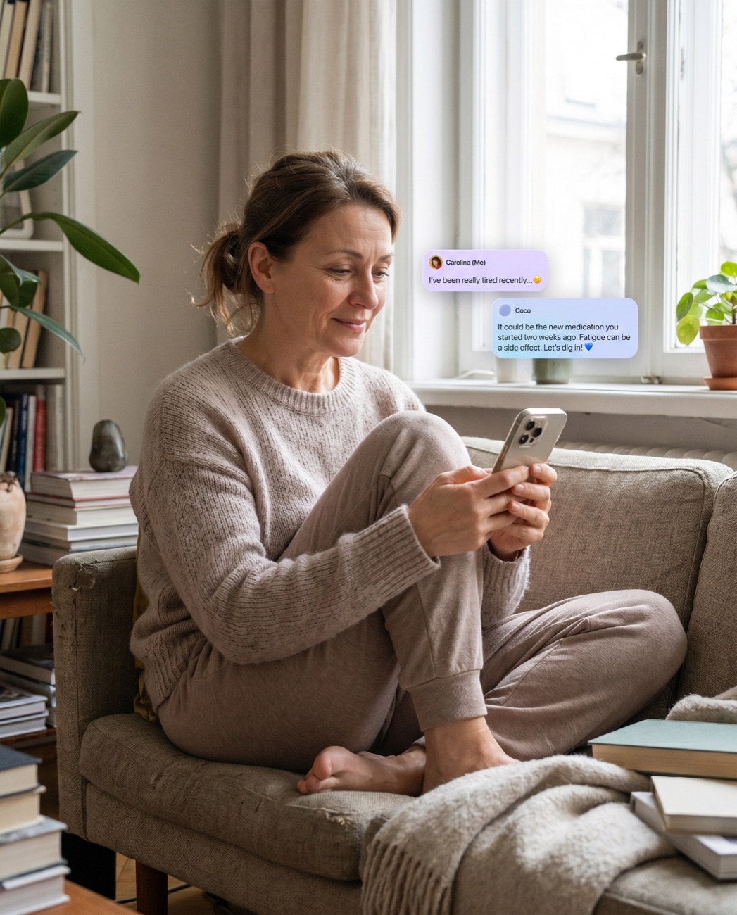 The Coco Health app — an AI health companion conversation